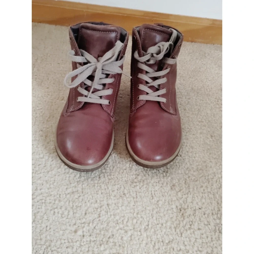 ECCO Track 6 Brown Leather Ankle Boots Lace‑Up‎ Comfort Women 6.5 / 37 Preppy